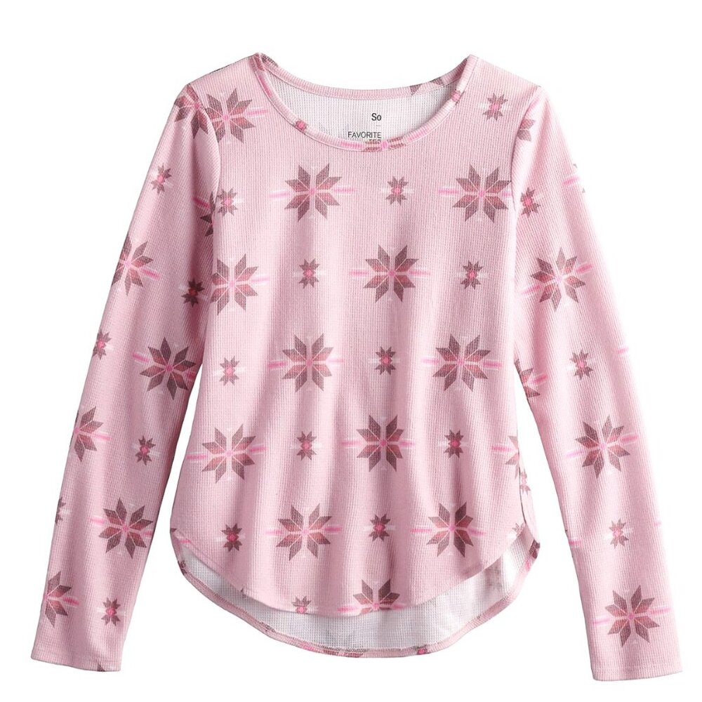 Girls  SO Favorite Curved Hem Long-Sleeve Tee Size Small (7) New in Package